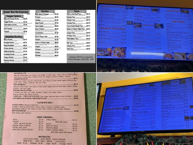Super Burrito Express Menu