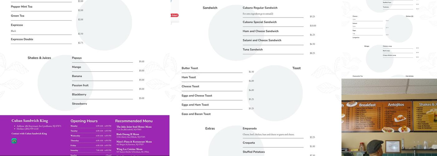 Cuban Sandwich King Menu