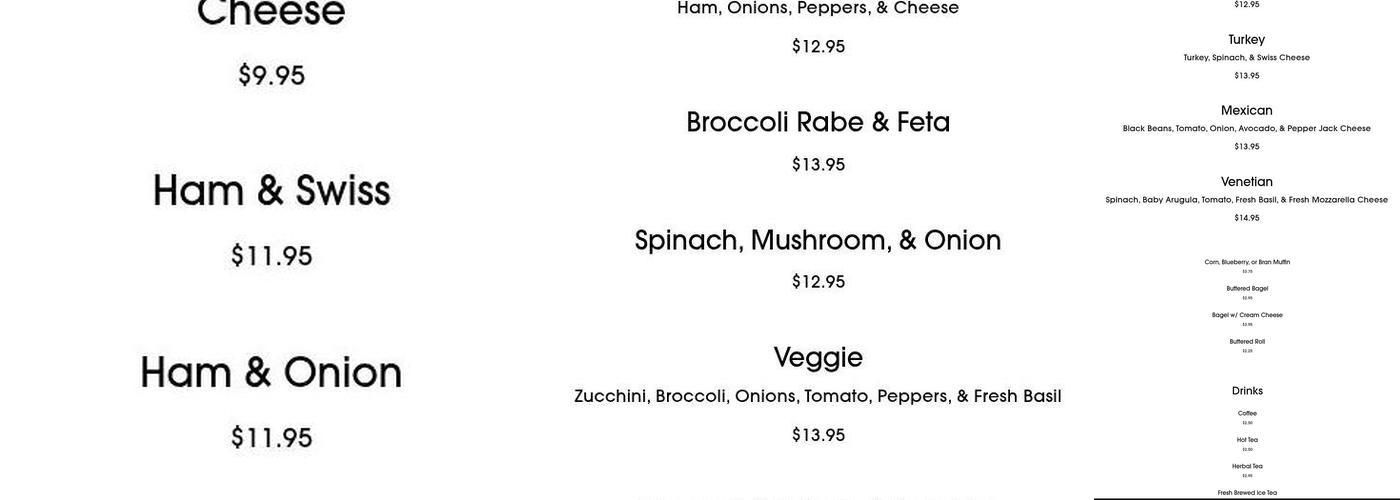 Steve & Andrea's Menu