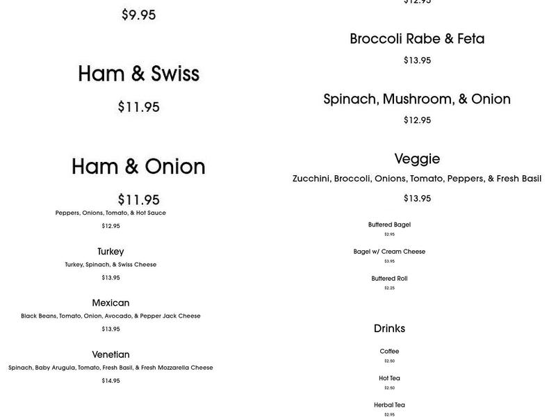 Steve & Andrea's Menu