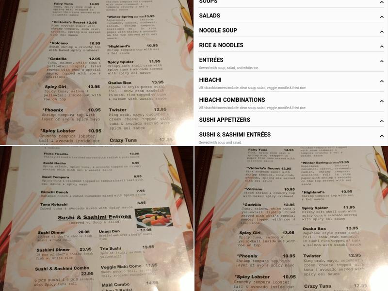 Koi Sushi & Hibachi Menu