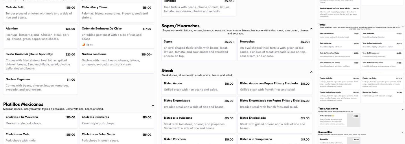 Garibaldi Restaurant Menu