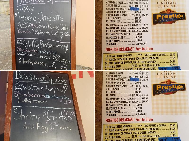 Prestige Restaurant Menu