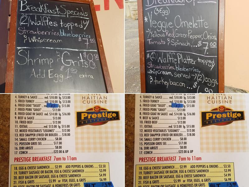 Prestige Restaurant Menu