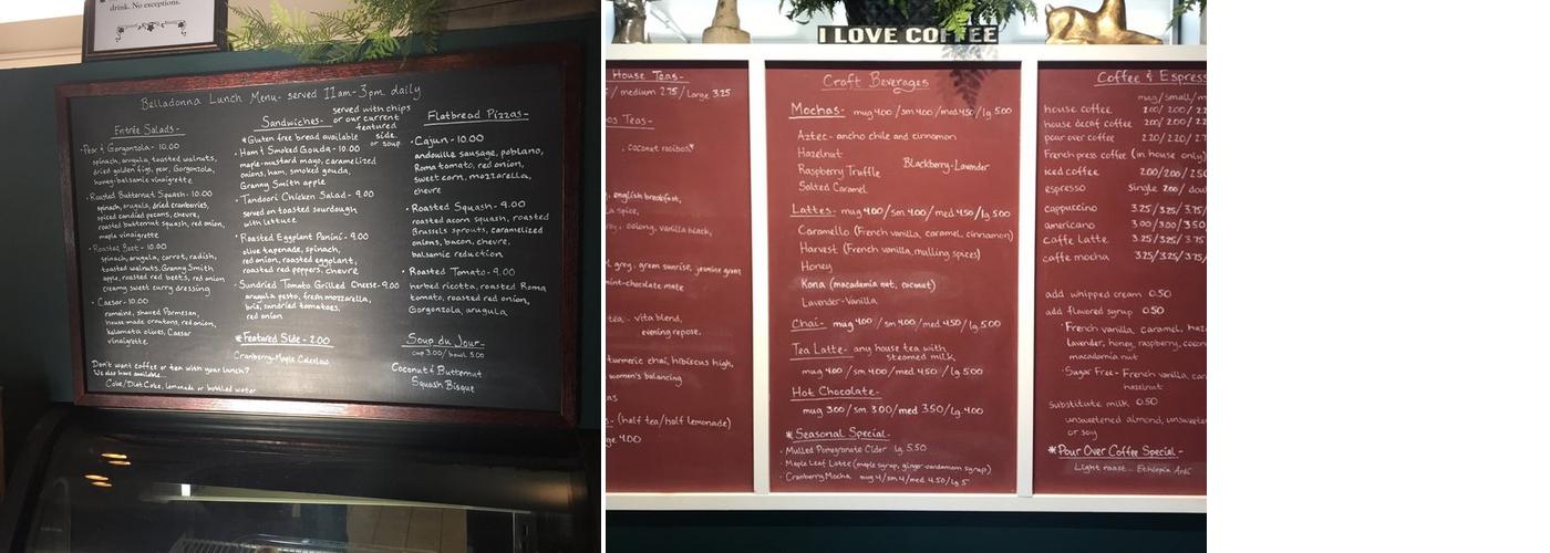 Belladonna Tea & Coffee Menu