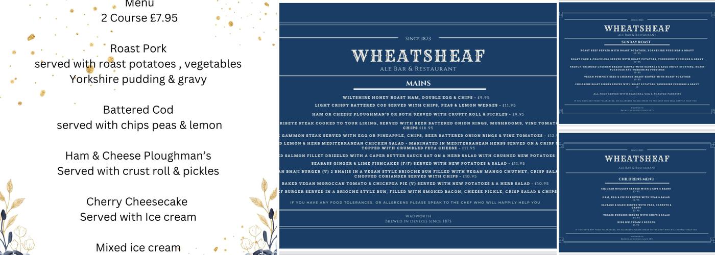 Wheatsheaf Alehouse Menu
