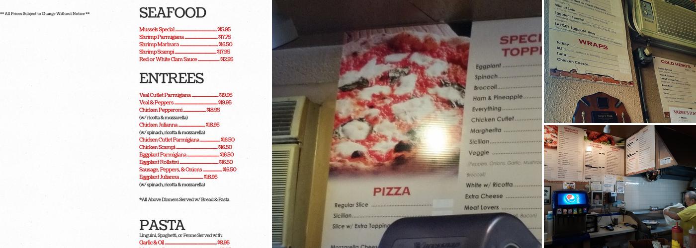 Sarge's Boulevard Pizza Menu