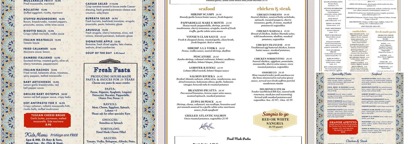 Que Pasta Menu