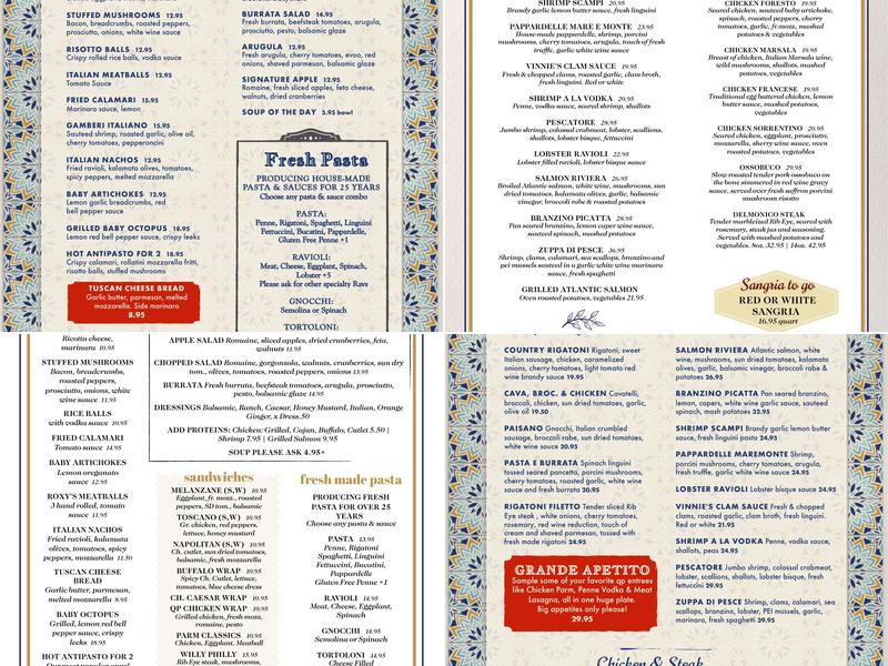 Que Pasta Menu