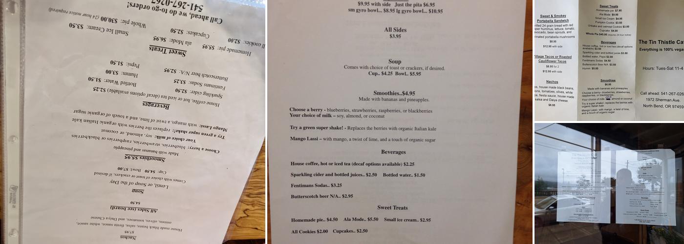 The Tin Thistle Menu