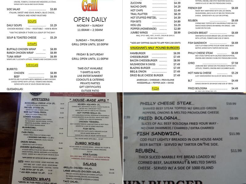 Vaughan's Pub & Grill Menu