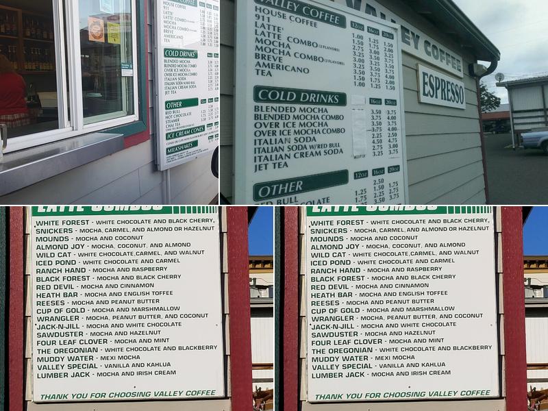 Valley Coffee Menu