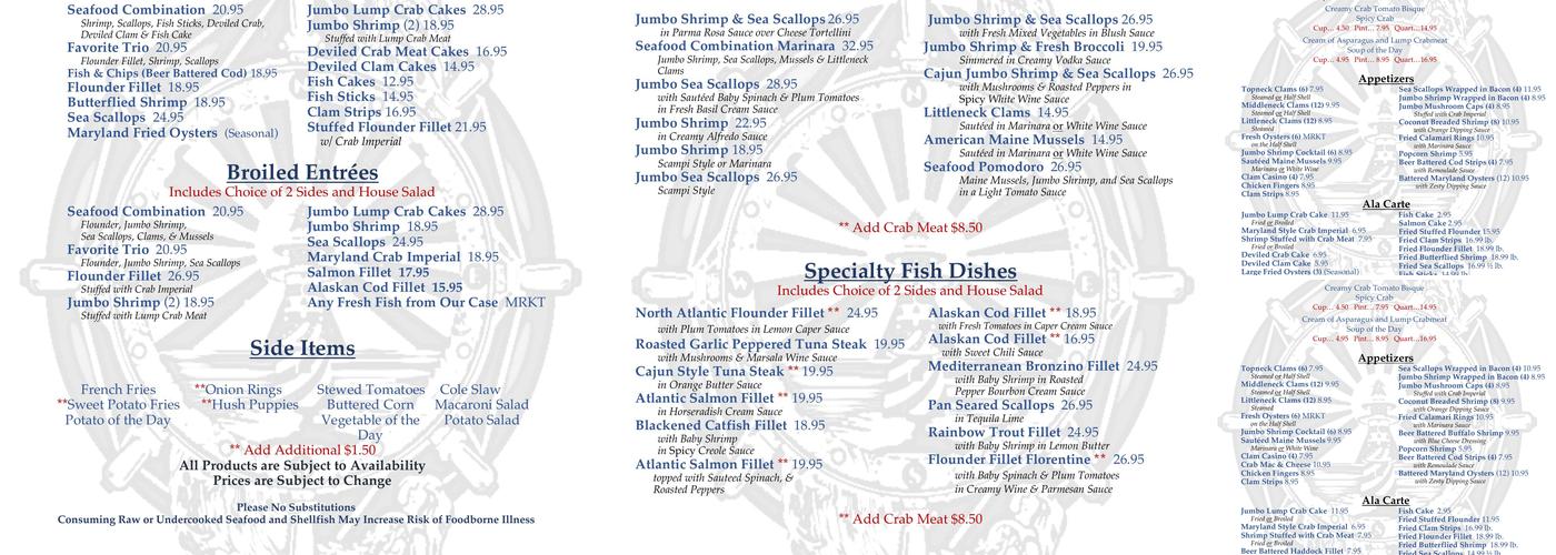 Sea Lect Seafood Menu