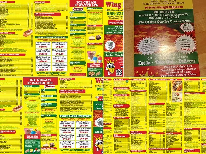 Wing King Menu