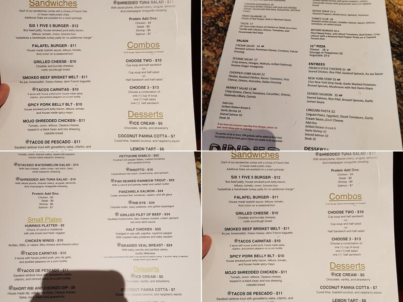 Six1Five5 Menu