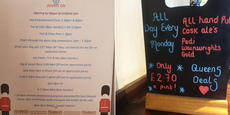 Queens Head Menu