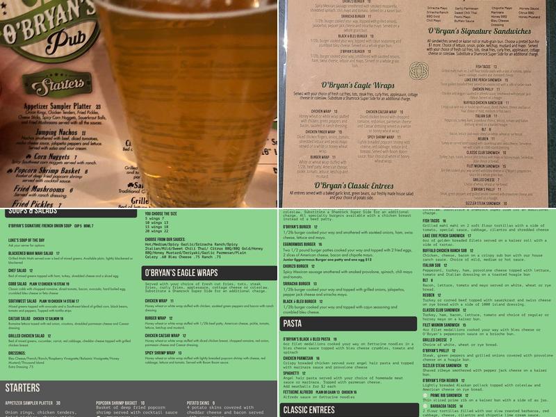O'Bryan's Pub Menu