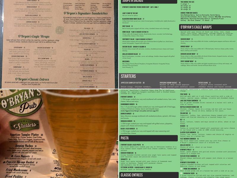 O'Bryan's Pub - Ashland, OH Menu