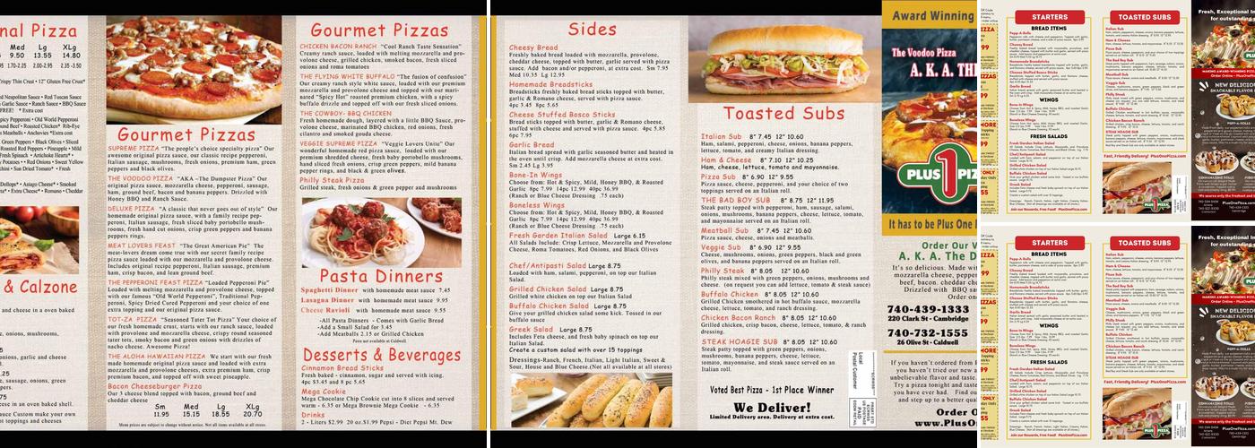 Plus 1 Pizza Menu