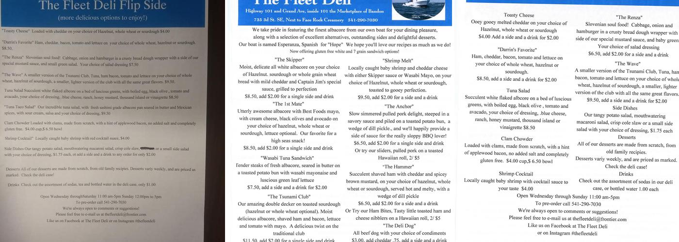 The Fleet Deli Menu