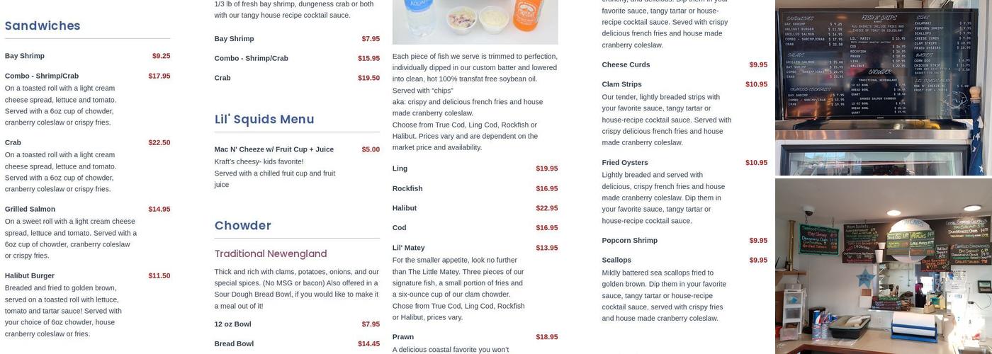 Bandon Fish Market Menu