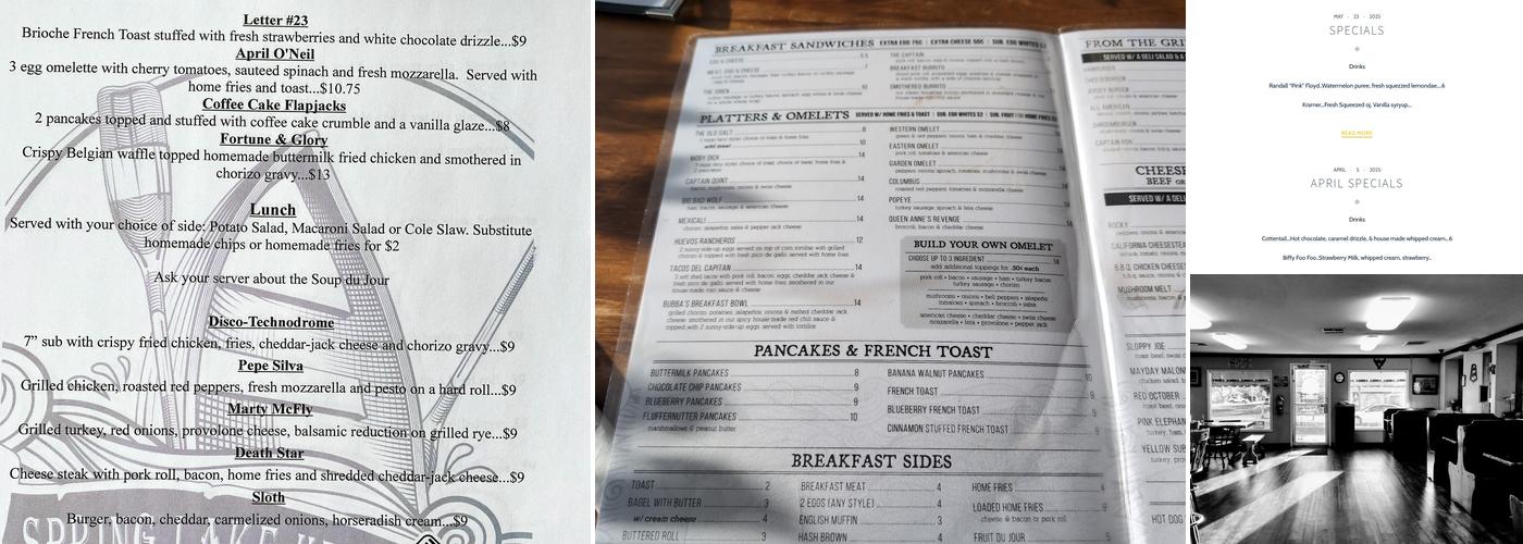 Capsized Cafe Menu