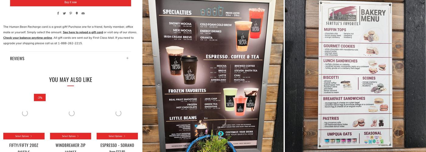 The Human Bean Menu