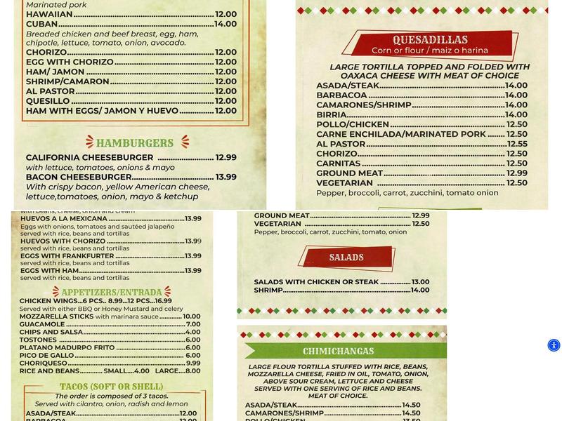 EL Ranchero Mexican Restaurant Menu