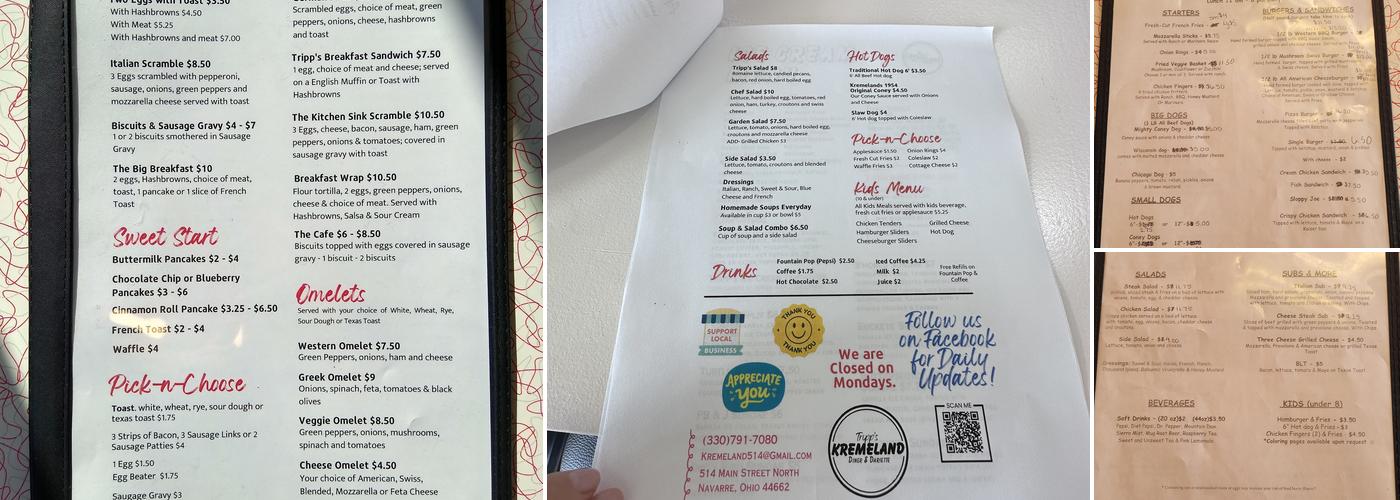 Tripp's Kremeland Menu