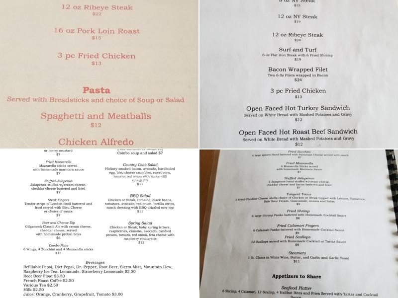 Tangent Inn Menu