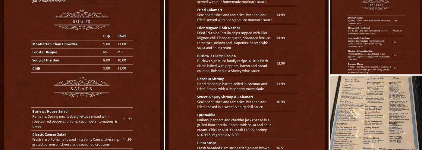 Burlew's Seafood and Steak Menu