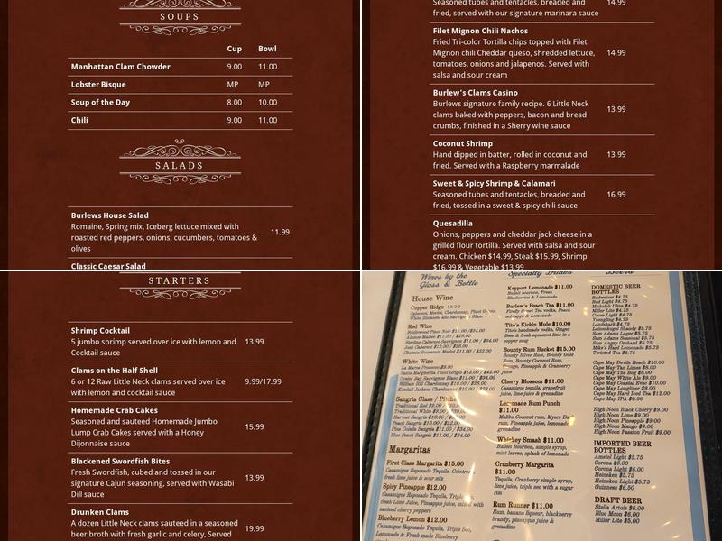 Burlew's Seafood and Steak Menu