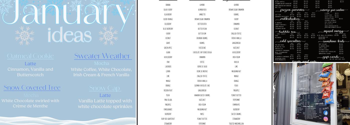 Sunshine Espresso Menu