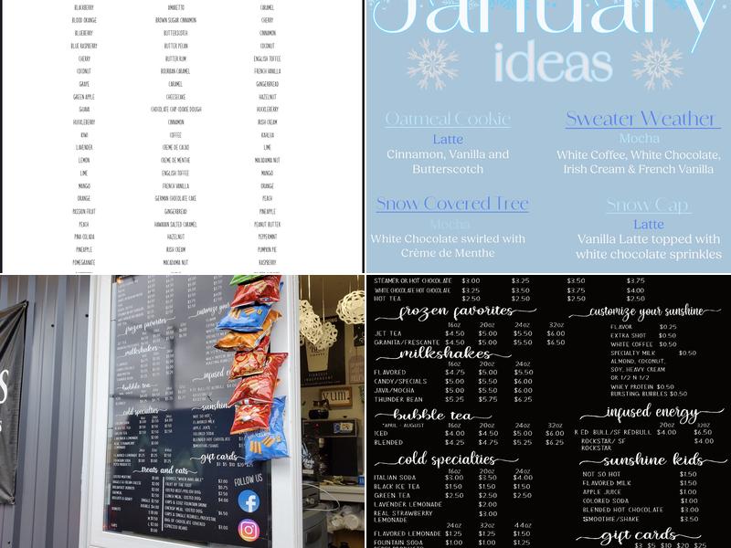 Sunshine Espresso Menu