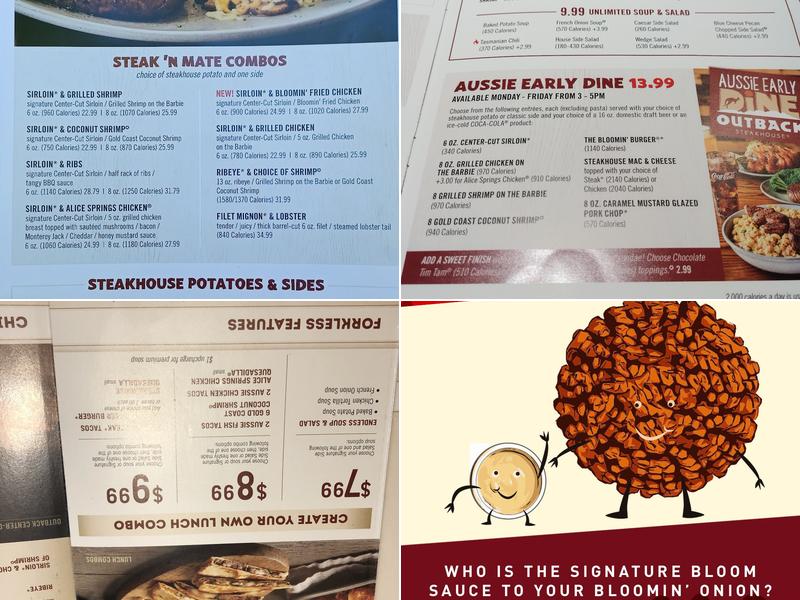 Outback Steakhouse Menu