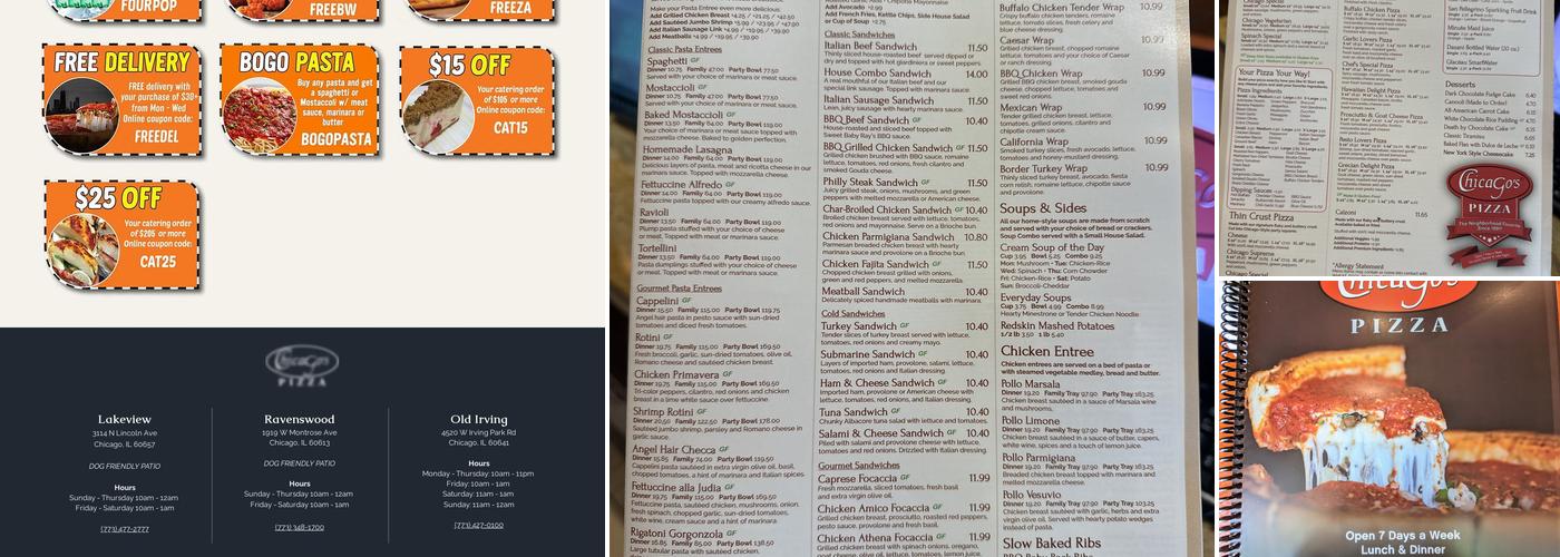 Chicago's Pizza Menu