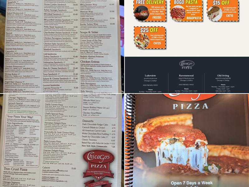 Chicago's Pizza Menu