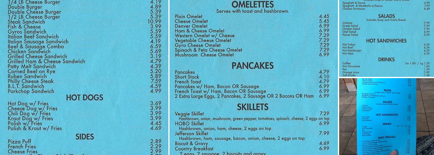 Jefferson Park Grill Menu