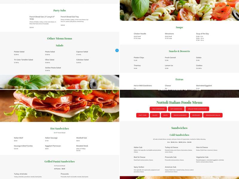 Nottoli Italian Foods Menu