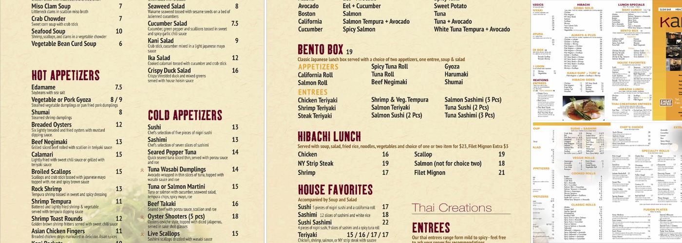 Kanji Steakhouse and Sushi Menu