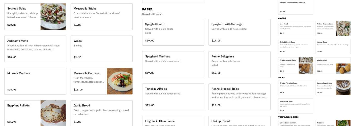 New Corner Ristorante Italiano Menu