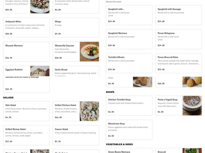 New Corner Ristorante Italiano Menu