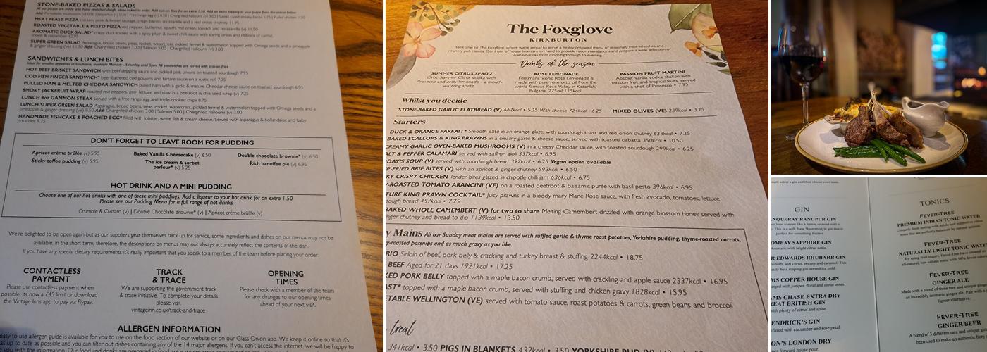 The Foxglove Menu