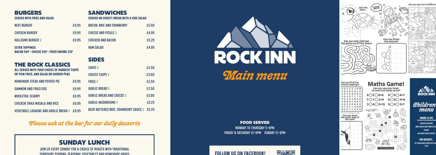 The Rock Inn Menu