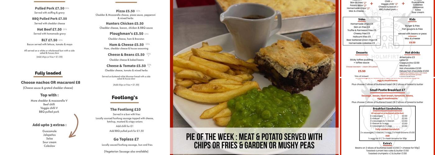 The Postcard Inn Menu