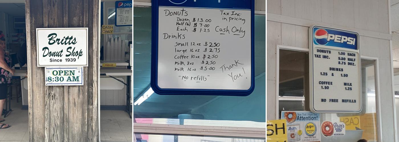 Britts Donuts Menu