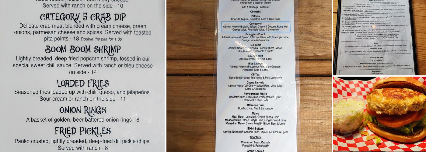 Hurricane Alley's Menu