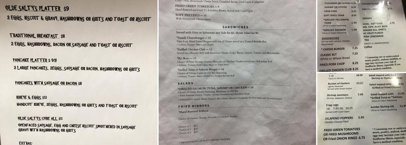 Olde Salty Menu