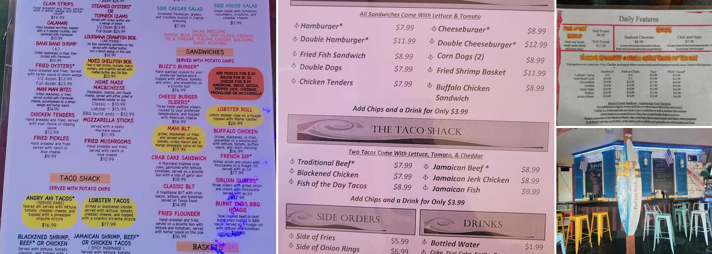 Buzz's Roost at the Beach Menu