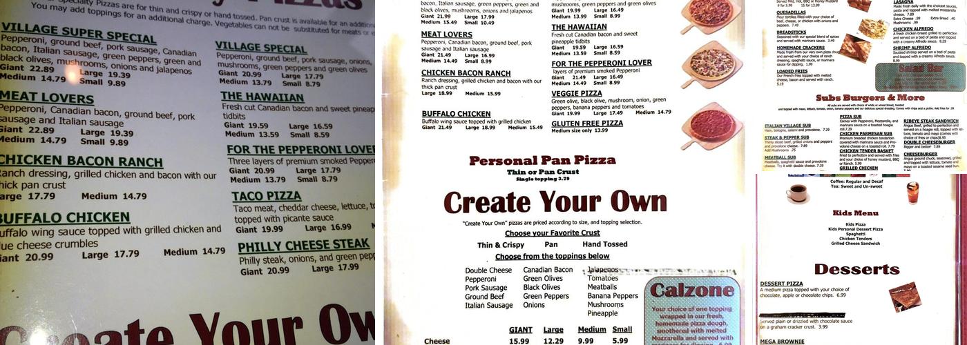 Pizza Village Of Beulaville Menu